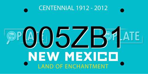 005ZB1 New Mexico License Plate