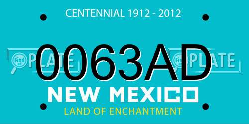 0063AD New Mexico License Plate