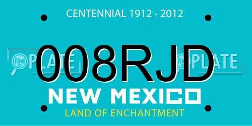 008RJD New Mexico License Plate