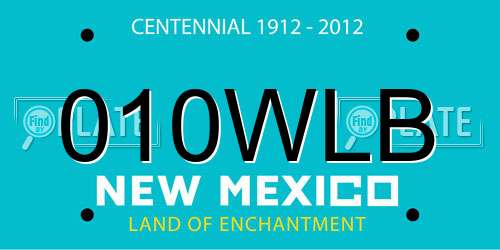 010WLB New Mexico License Plate