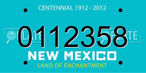 0112358 New Mexico License Plate