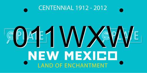 011WXW New Mexico License Plate