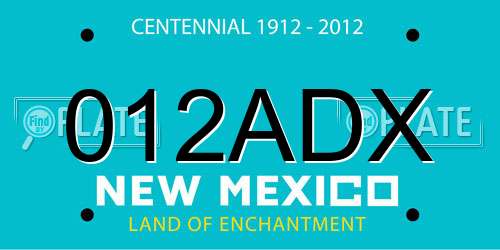 012ADX New Mexico License Plate