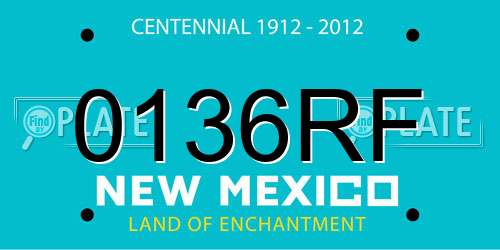 0136RF New Mexico License Plate