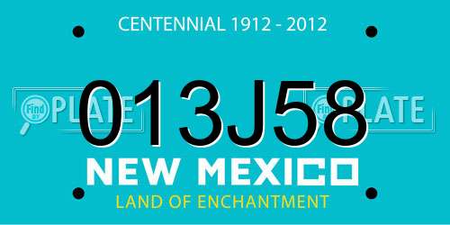 013J58 New Mexico License Plate