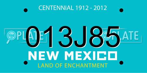 013J85 New Mexico License Plate