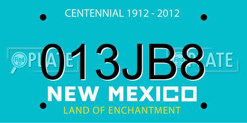 013JB8 New Mexico License Plate