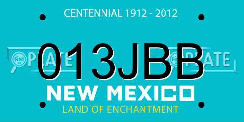 013JBB New Mexico License Plate