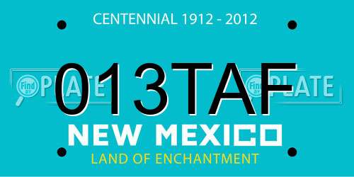 013TAF New Mexico License Plate