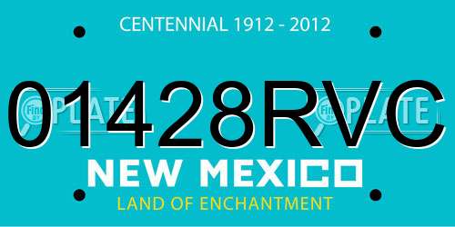 01428RVC New Mexico License Plate