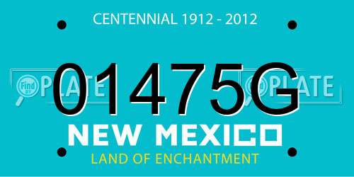 01475G New Mexico License Plate