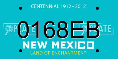 0168EB New Mexico License Plate