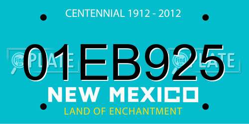 01EB925 New Mexico License Plate