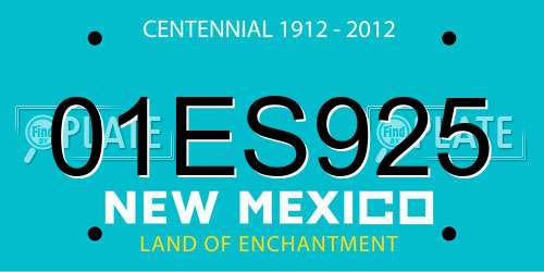 01ES925 New Mexico License Plate