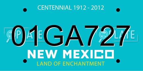 01GA727 New Mexico License Plate