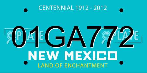 01GA772 New Mexico License Plate