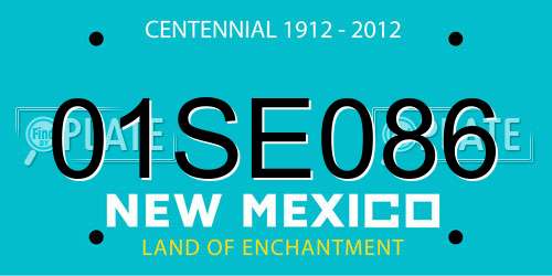 01SE086 New Mexico License Plate