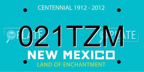 021TZM New Mexico License Plate