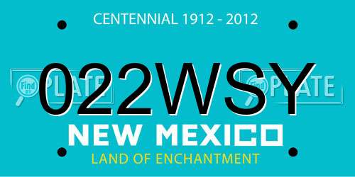 022WSY New Mexico License Plate
