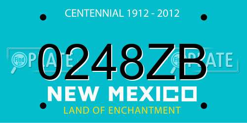 0248ZB New Mexico License Plate