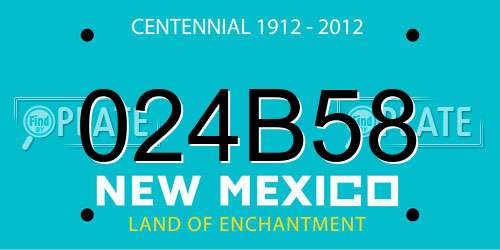024B58 New Mexico License Plate