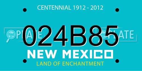 024B85 New Mexico License Plate