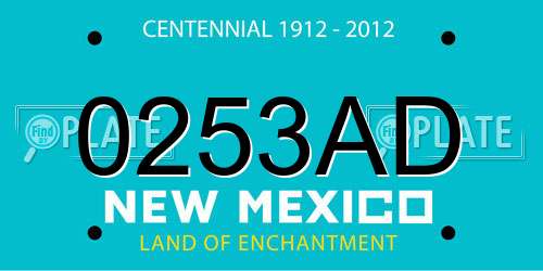 0253AD New Mexico License Plate