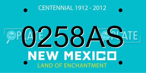 0258AS New Mexico License Plate