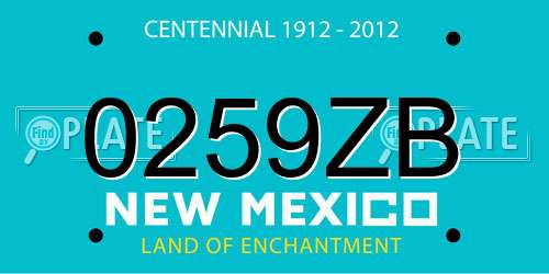 0259ZB New Mexico License Plate