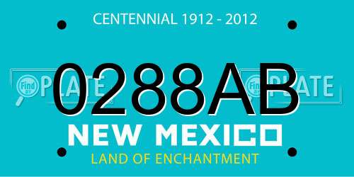 0288AB New Mexico License Plate