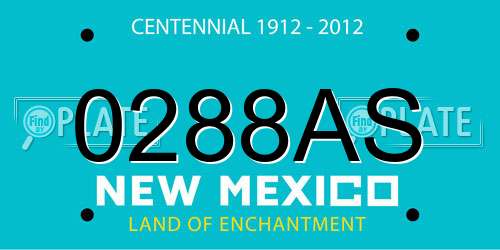 0288AS New Mexico License Plate