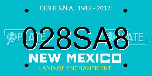 028SA8 New Mexico License Plate
