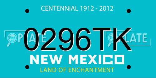 0296TK New Mexico License Plate
