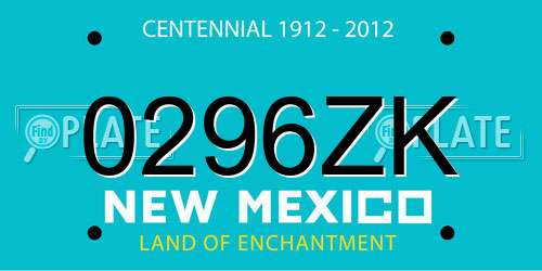 0296ZK New Mexico License Plate
