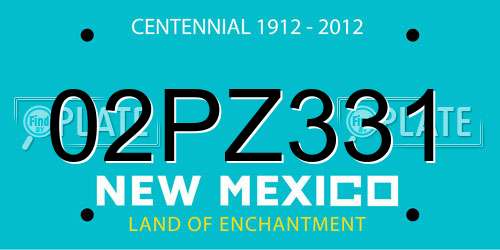 02PZ331 New Mexico License Plate