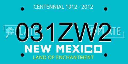 031ZW2 New Mexico License Plate