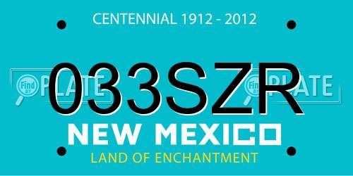 033SZR New Mexico License Plate
