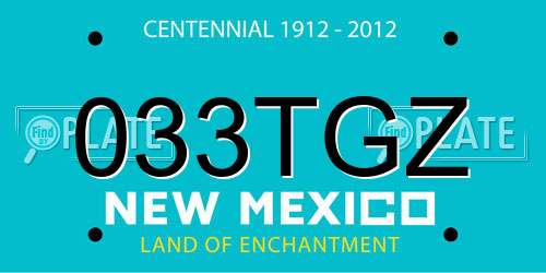 033TGZ New Mexico License Plate