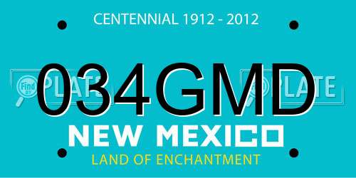034GMD New Mexico License Plate
