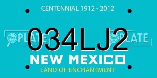 034LJ2 New Mexico License Plate