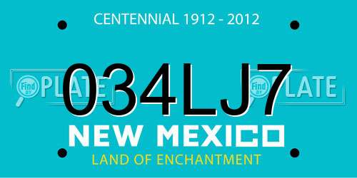 034LJ7 New Mexico License Plate