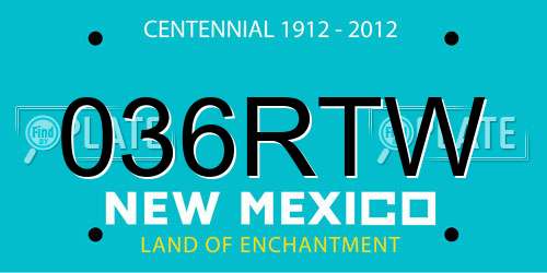 036RTW New Mexico License Plate