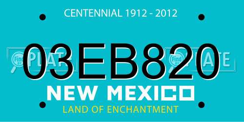 03EB820 New Mexico License Plate