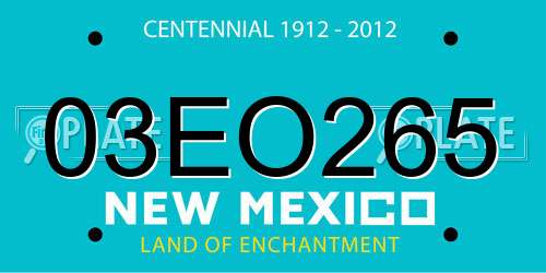 03EO265 New Mexico License Plate