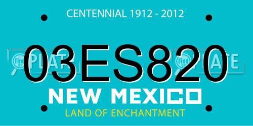 03ES820 New Mexico License Plate