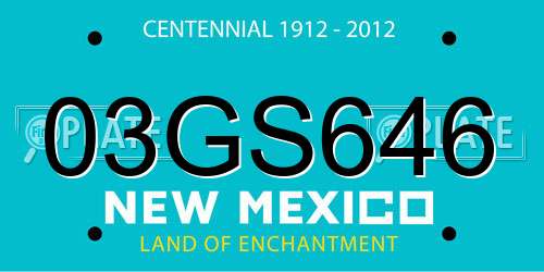 03GS646 New Mexico License Plate