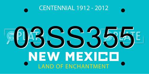 03SS355 New Mexico License Plate