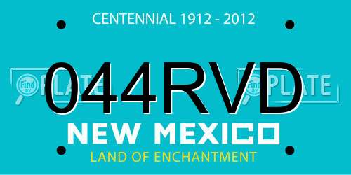 044RVD New Mexico License Plate