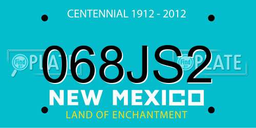 068JS2 New Mexico License Plate