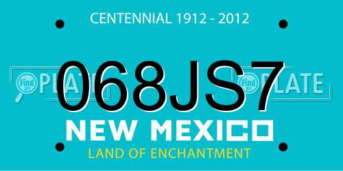 068JS7 New Mexico License Plate